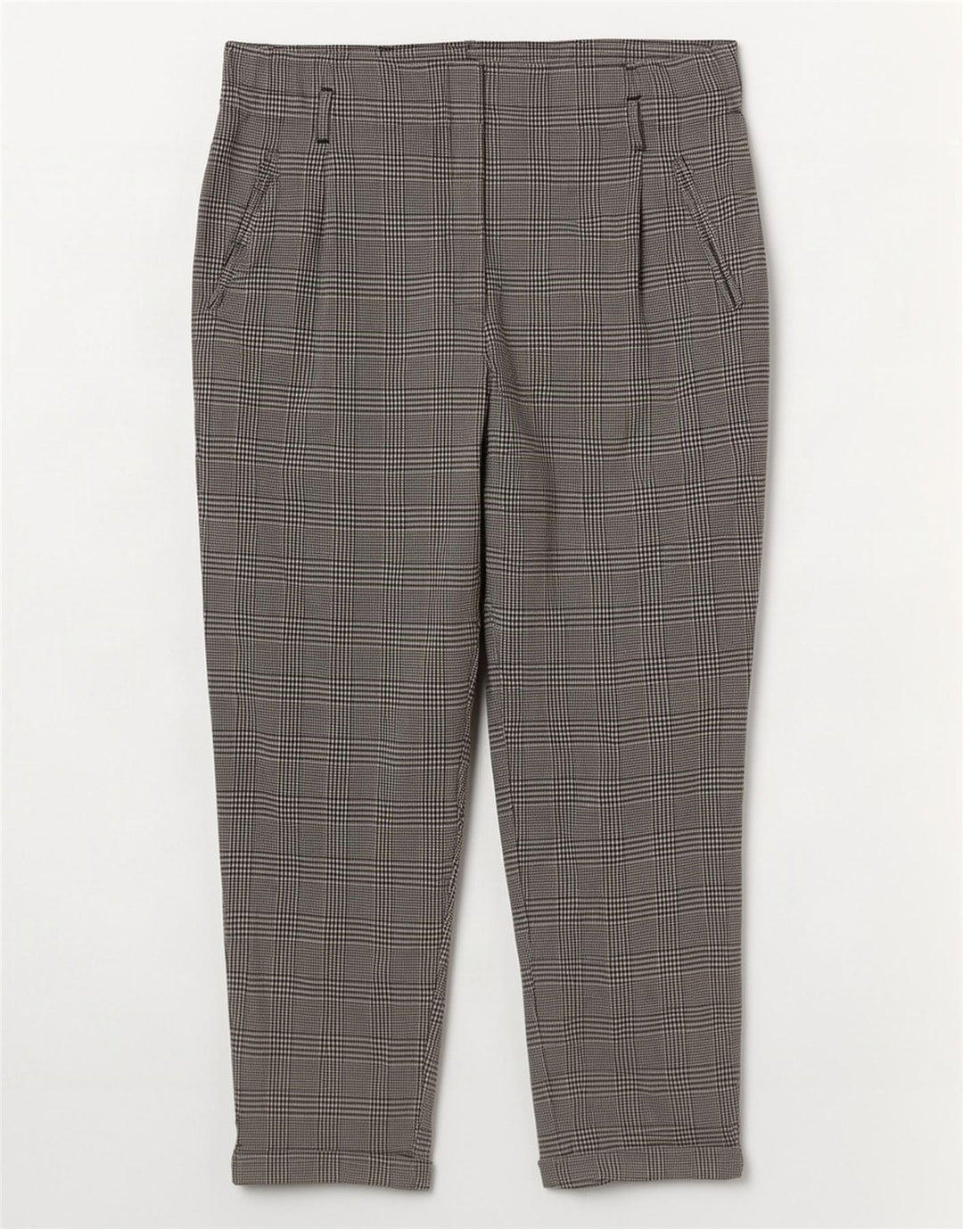 Zara Calça feminina Trafaluc cortada grande W30 L26 cinza houndstooth