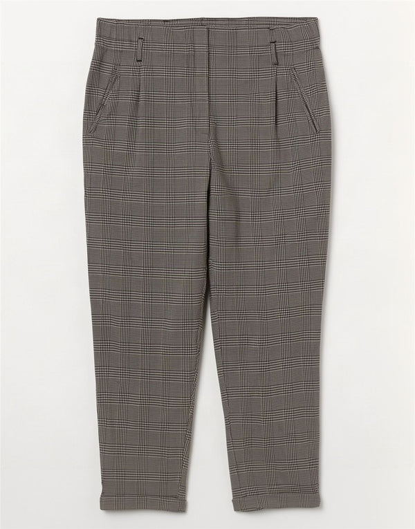 Zara Calça feminina Trafaluc cortada grande W30 L26 cinza houndstooth