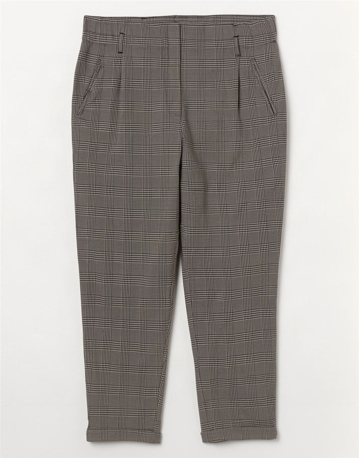 Zara Calça feminina Trafaluc cortada grande W30 L26 cinza houndstooth