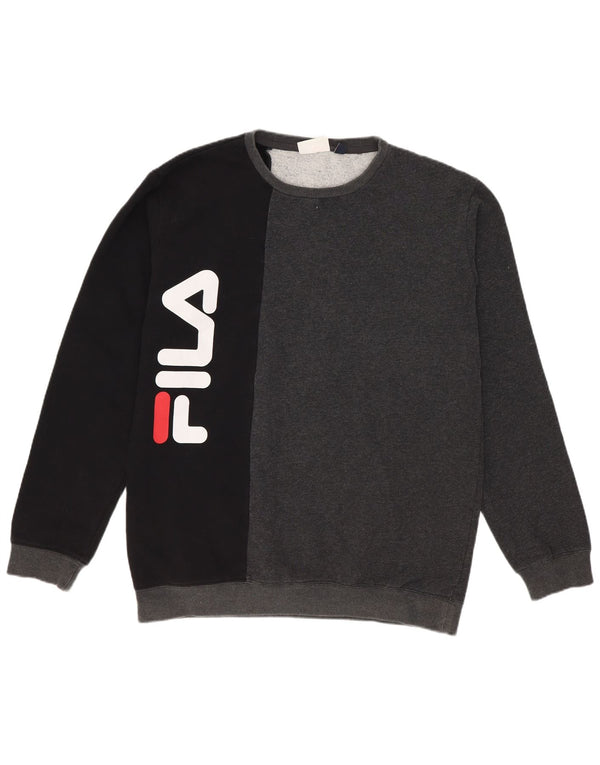 Fila Boys Graphic Sweatshirt Jumper 15-16 Anos Cinza Colorblock Algodão
