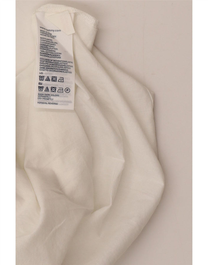 Vestido de verão feminino Tommy Hilfiger UK 8 pequeno algodão xadrez branco