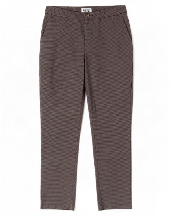 Zara Calça Chino Feminina Crop Slim UE 38 Pequeno W28 L26 Cinza Houndstooth