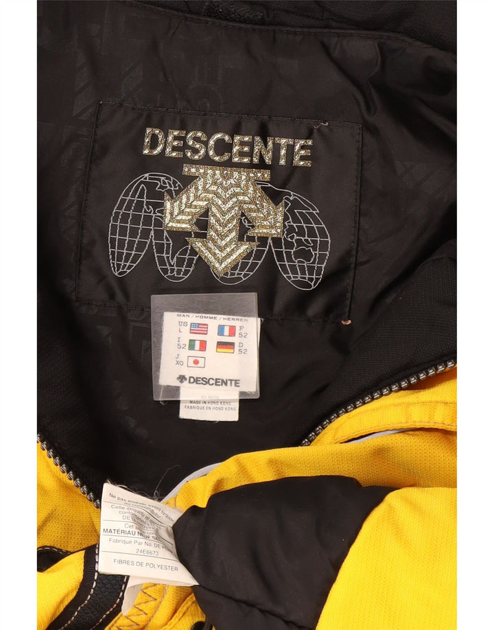 Jaqueta de esqui masculina Descente IT 52 grande poliéster amarelo colorblock