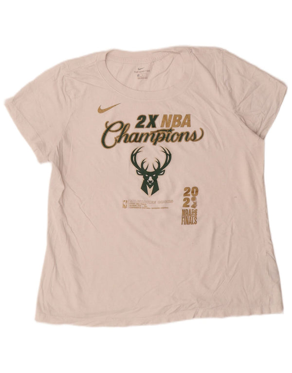 Camiseta feminina Nike Milwaukee Bucks com estampa gráfica UK 14 médio algodão branco