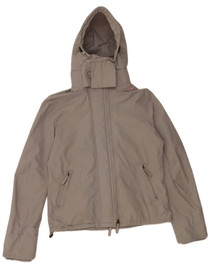Jaqueta corta-vento feminina Superdry com capuz Reino Unido 16 grande cinza nylon