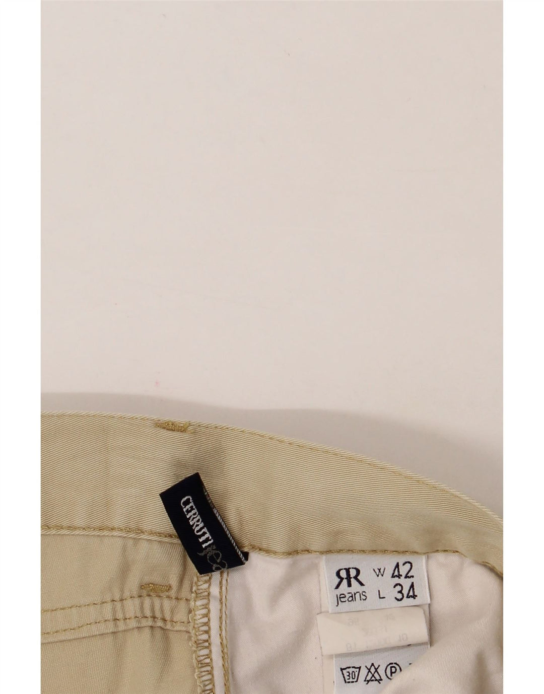 CERRUTI Mens Straight Casual Trousers W42 L30 Beige Cotton Vintage Cerruti and Second-Hand Cerruti from Messina Hembry 