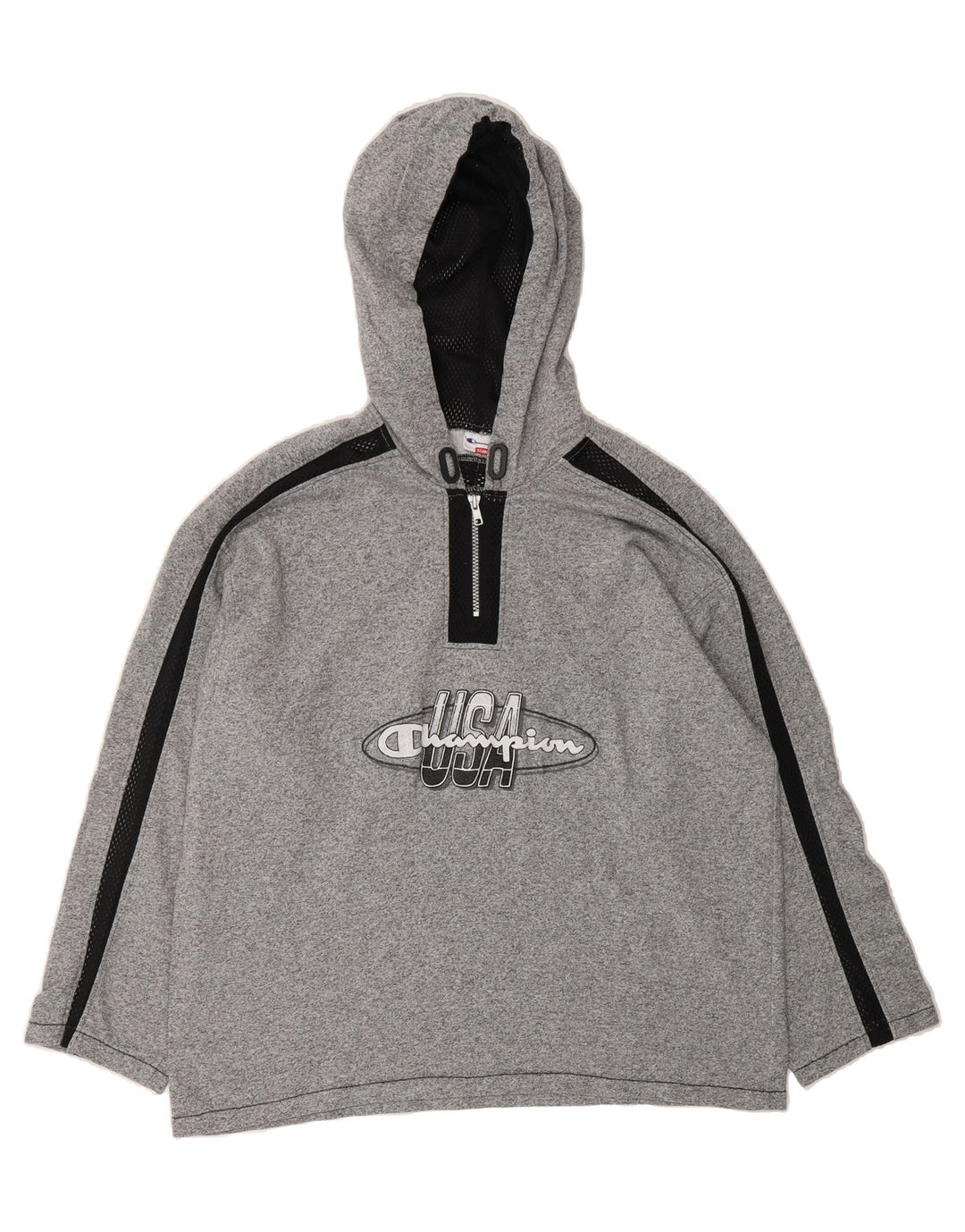 CHAMPION Mens Graphic Hoodie Jumper XL Grey Colourblock Cotton Vintage Champion and Second-Hand Champion from Messina Hembry 