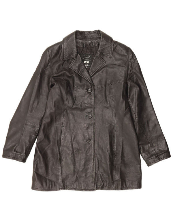 Jaqueta de couro feminina vintage UK 18 XL couro preto