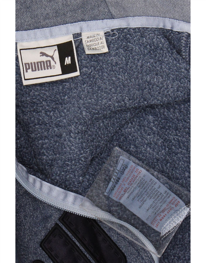 Suéter masculino PUMA com capuz e zíper gráfico azul médio algodão colorblock