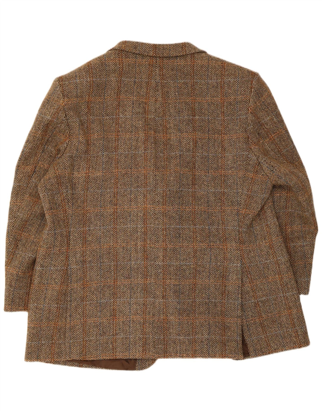 Jaqueta blazer masculina de 2 botões Harris Tweed UK 42 XL marrom xadrez nova lã