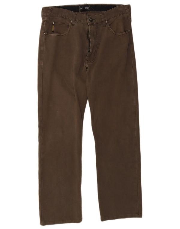 Calça masculina reta casual Armani W31 L26 algodão marrom