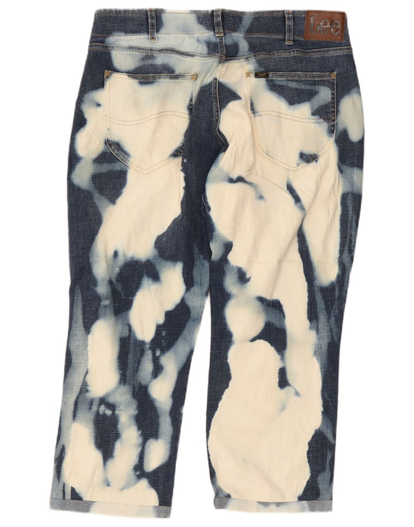 Lee Mens Acid Wash Straight Tapered Jeans W36 L24 Azul Tie Dye Algodão