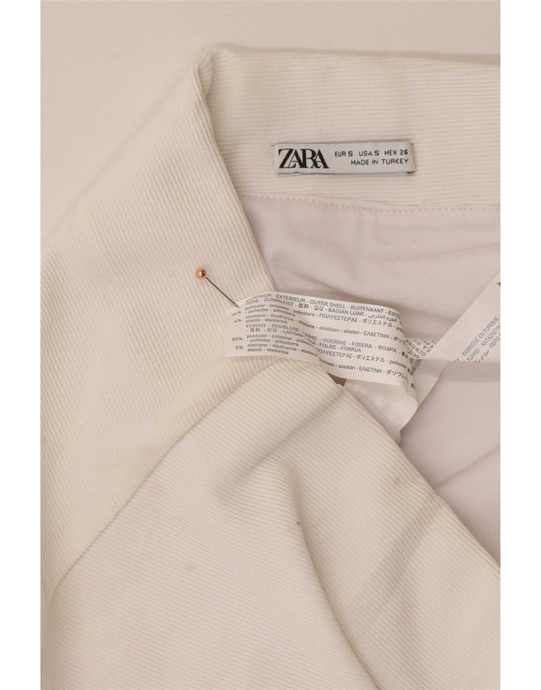 Mini saia feminina Zara pequena W26 poliéster branco
