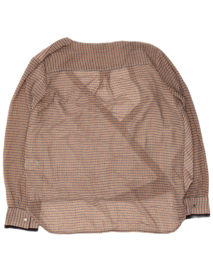 Blusa feminina de manga comprida DKNY Reino Unido 16 grande houndstooth multicolorido