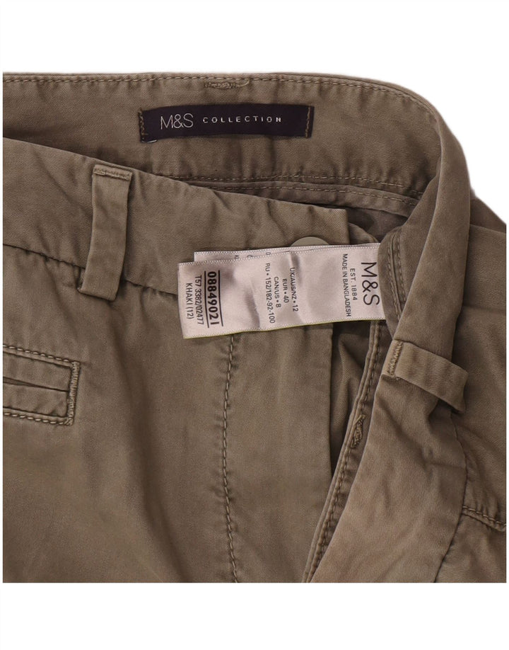 Shorts chino feminino Marks & Spencer UK 12 médio W30 algodão cáqui