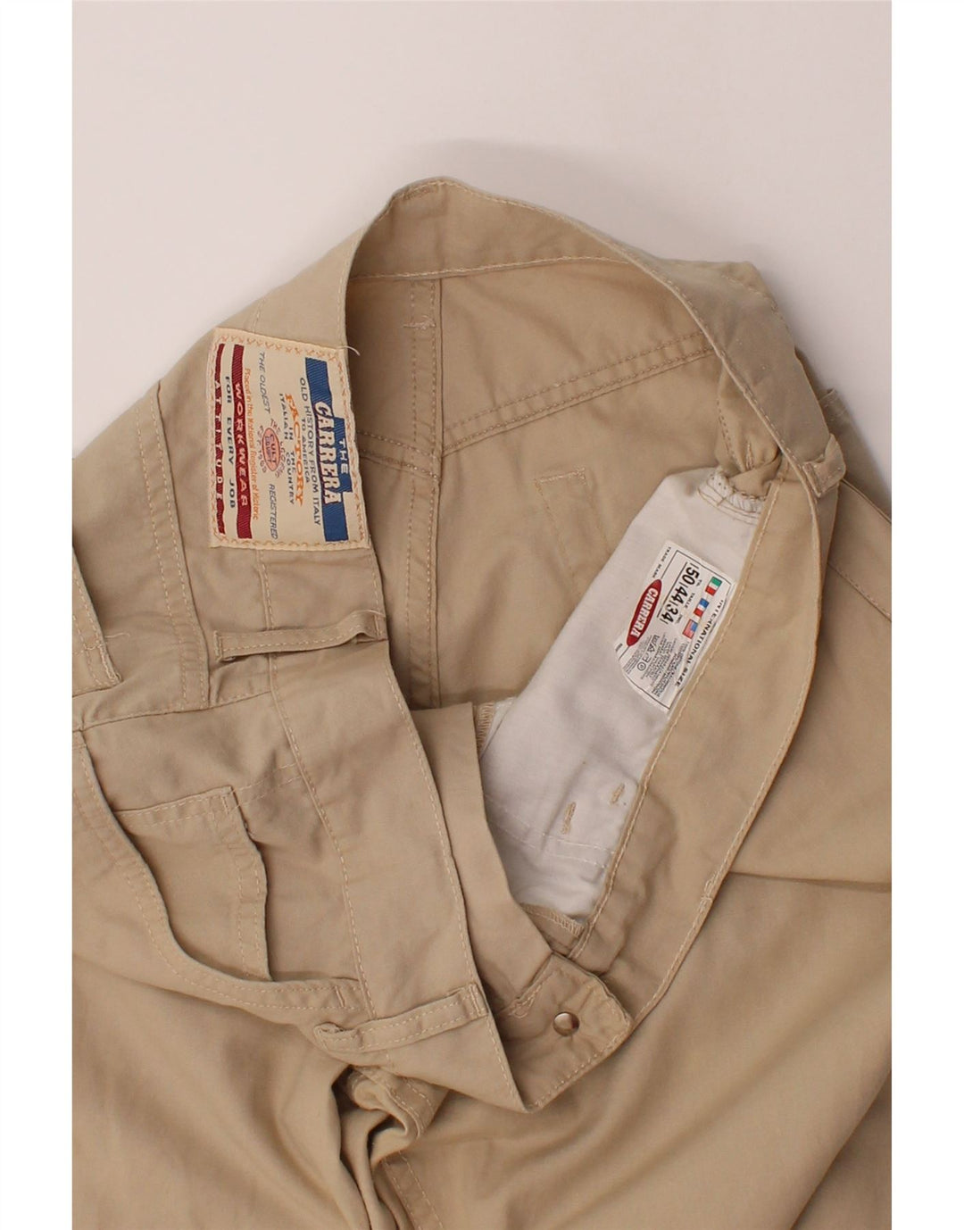 CARRERA Mens Straight Casual Trousers W34 L34  Beige Cotton Vintage Carrera and Second-Hand Carrera from Messina Hembry 