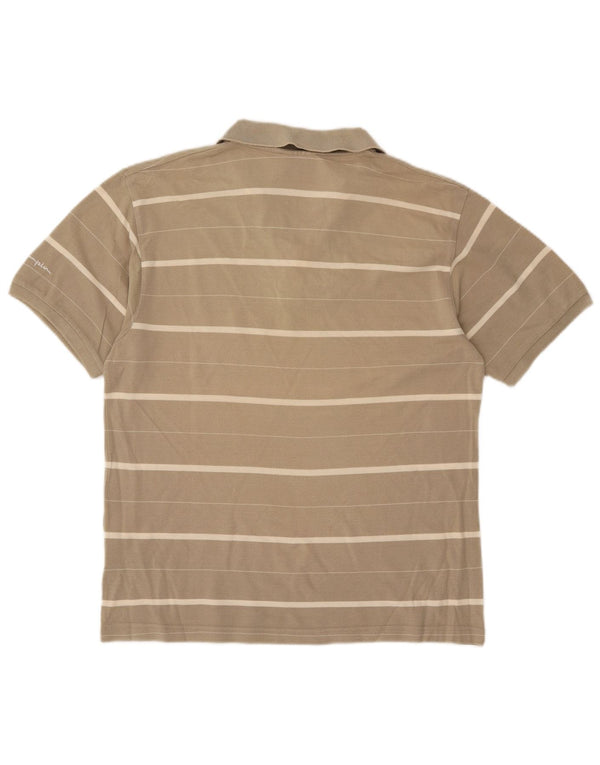 Champion Mens Polo Shirt Medium Beige Striped Cotton
