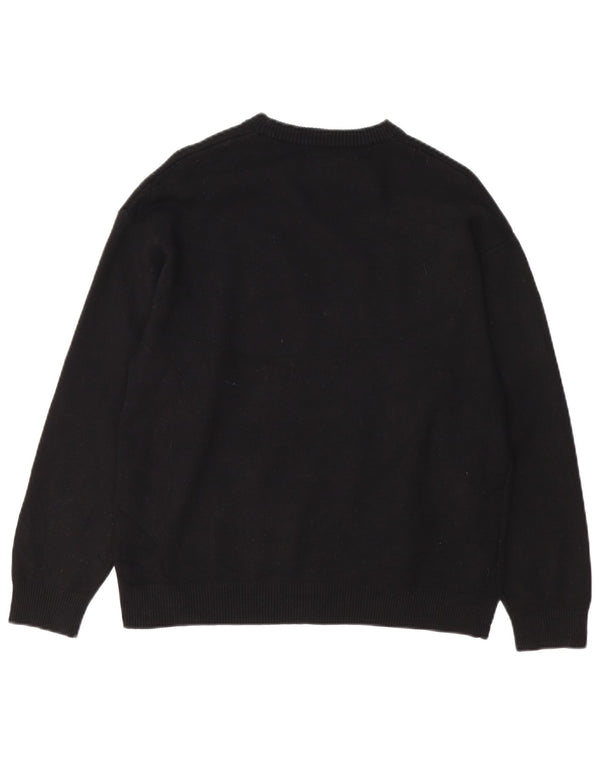 Suéter feminino Zara com gola redonda e viscose preta média UK 14