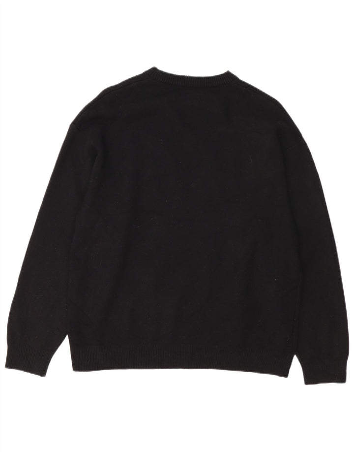 Suéter feminino Zara com gola redonda e viscose preta média UK 14