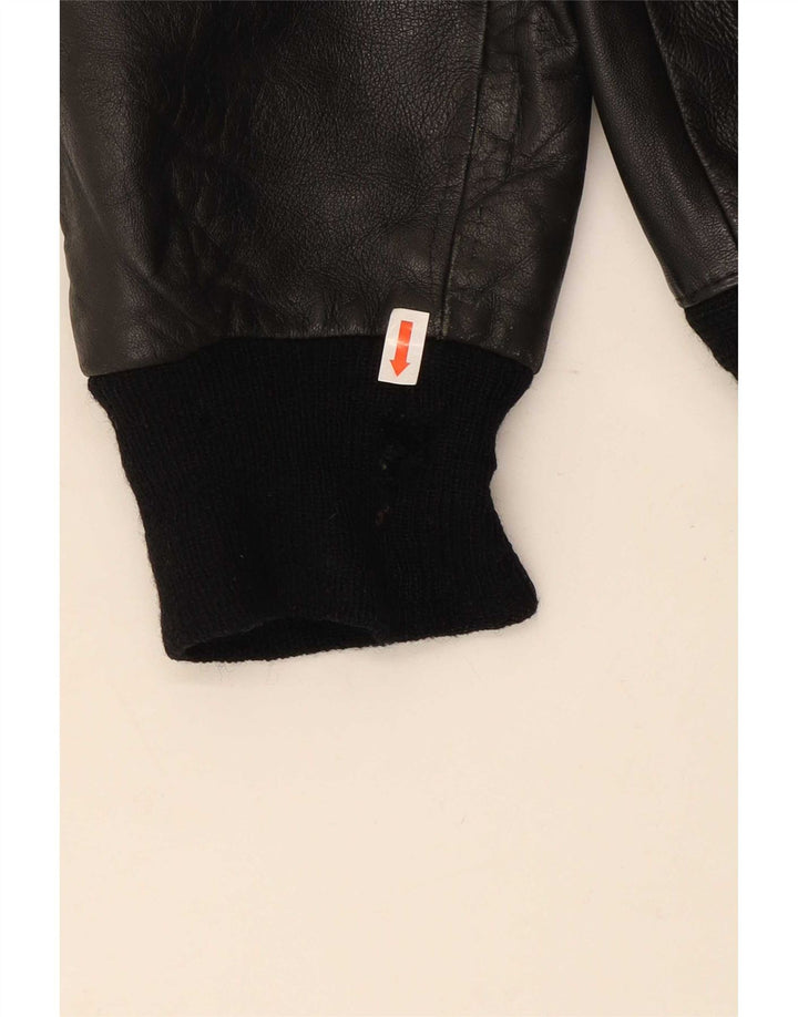 Jaqueta de couro bomber masculina Alta Moda IT 54 2XL preta