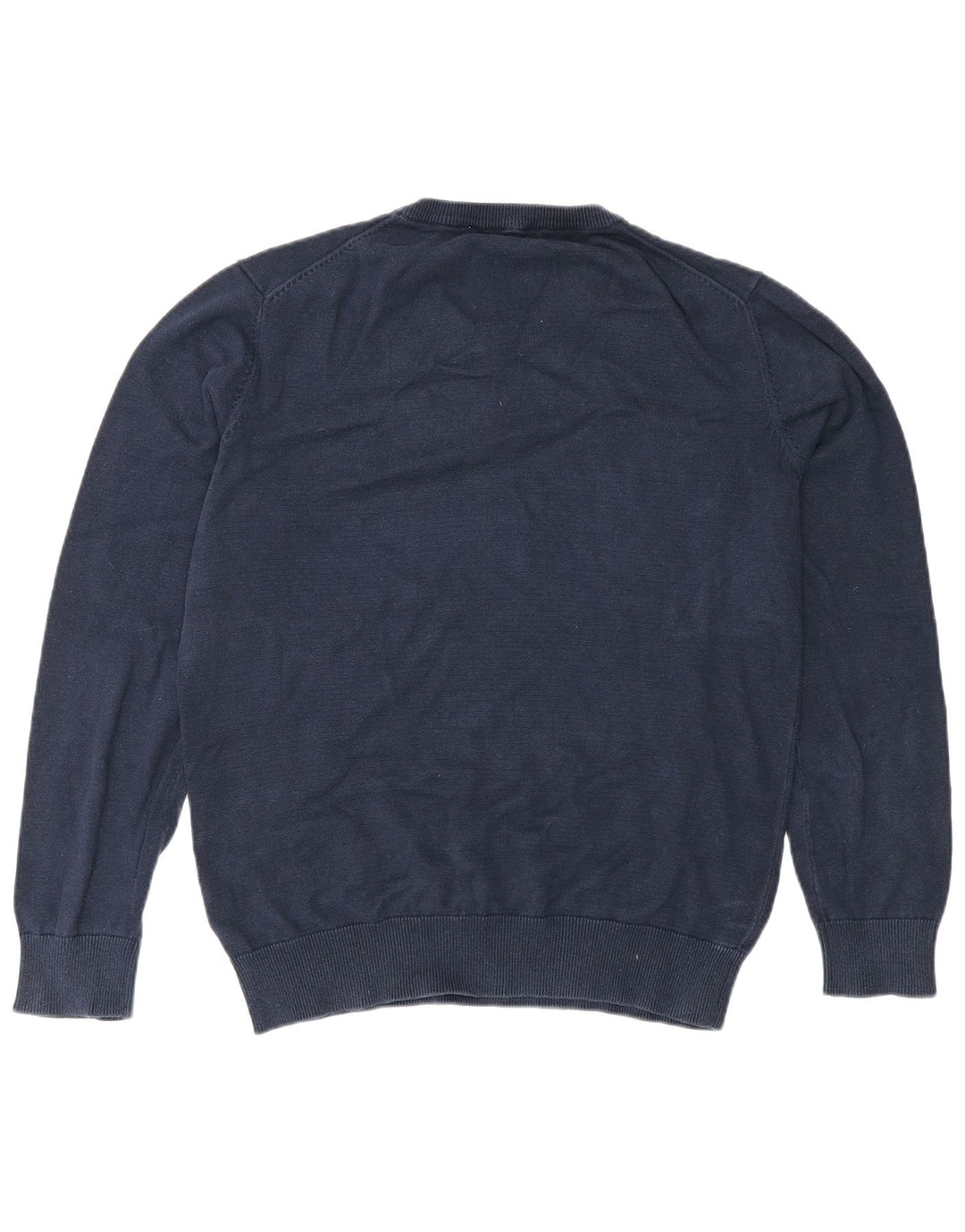 Crew Clothing Suéter masculino com decote em V, algodão azul marinho médio
