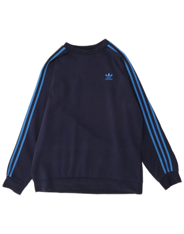 ADIDAS Mens Moletom Jumper Grande Algodão Azul Marinho