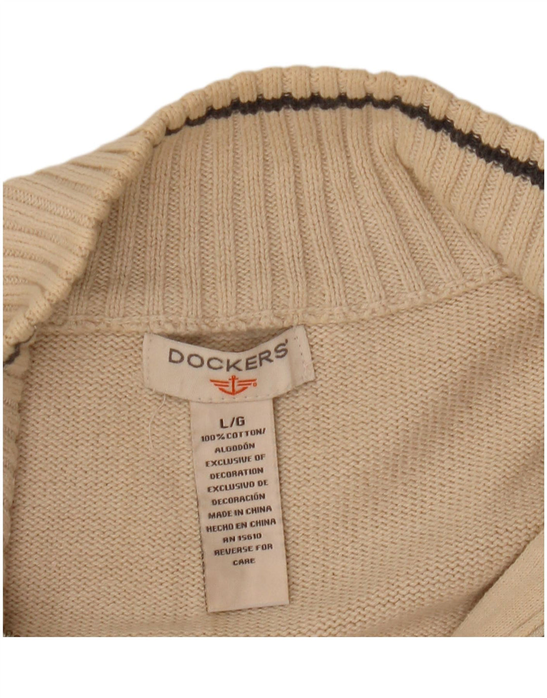 Suéter masculino Dockers com zíper e gola alta de algodão branco