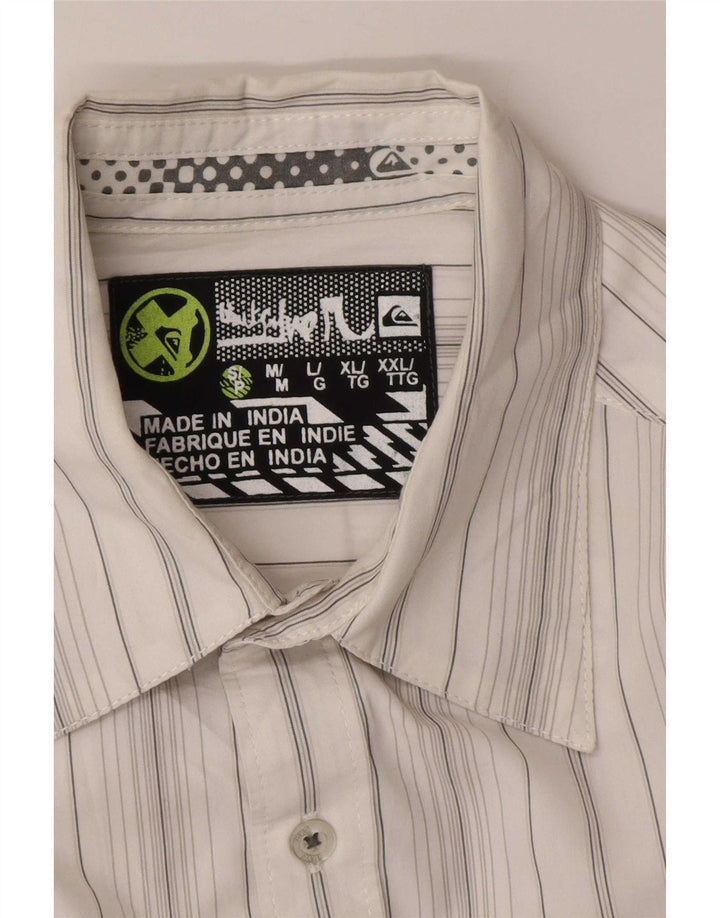 Camisa masculina Quiksilver pequena listrada branca