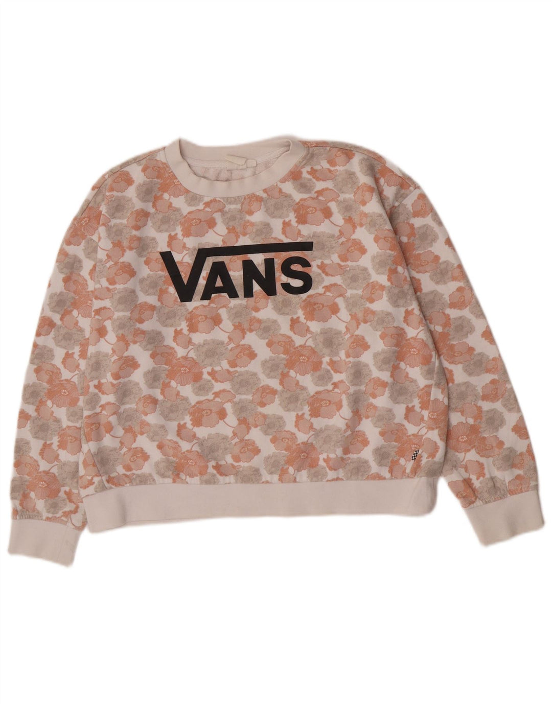 Vans feminino gráfico oversized moletom jumper UK 14 médio branco floral