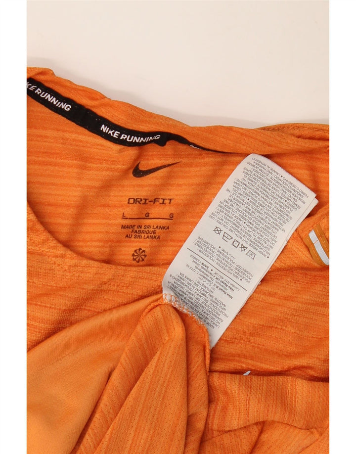 NIKE Mens Dri Fit Camiseta Top Grande Laranja Risca de Giz Poliéster