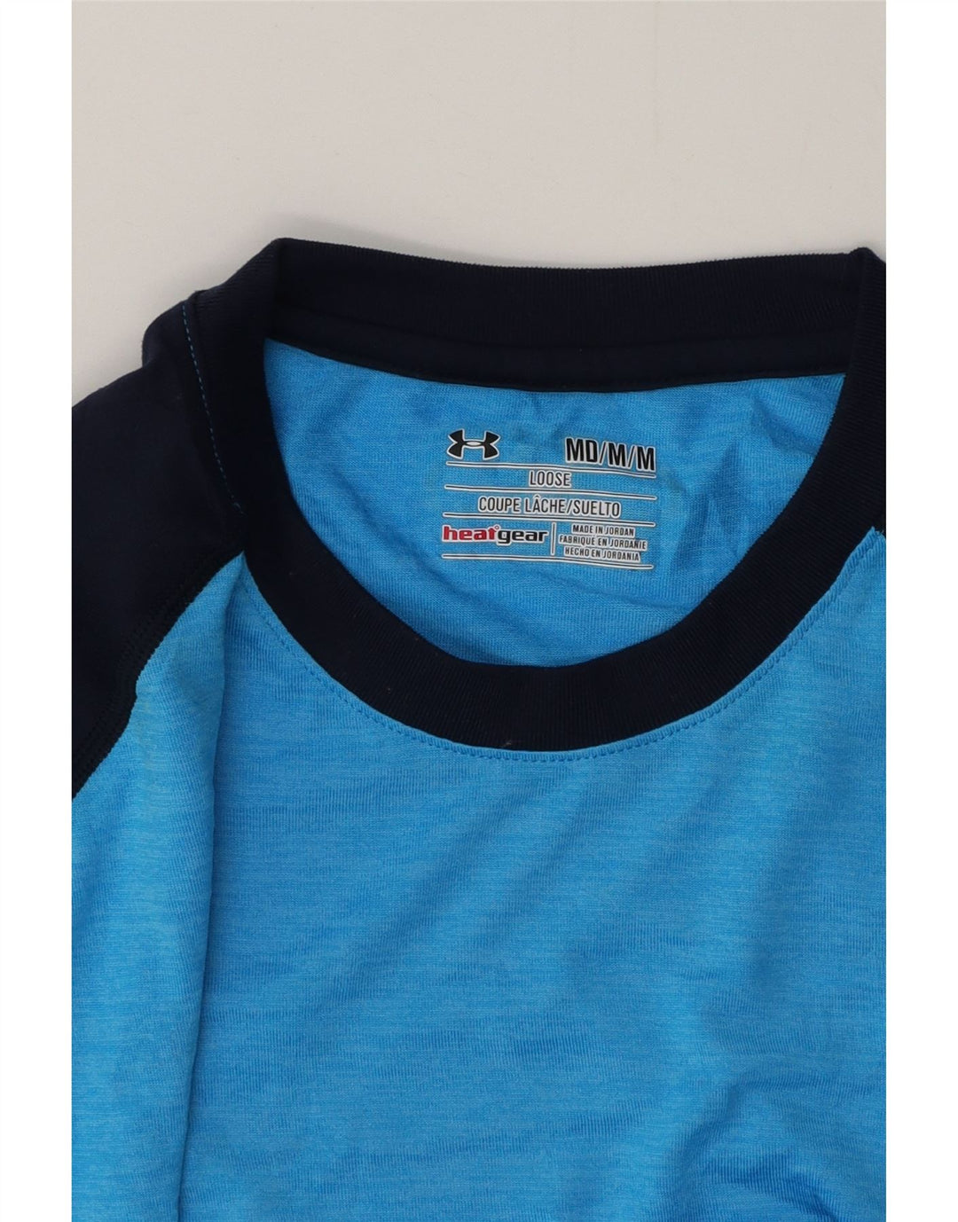 Camiseta masculina Under ARMOR Heat Gear Top médio azul colorblock poliéster