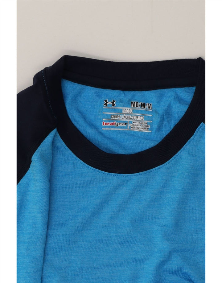 Camiseta masculina Under ARMOR Heat Gear Top médio azul colorblock poliéster