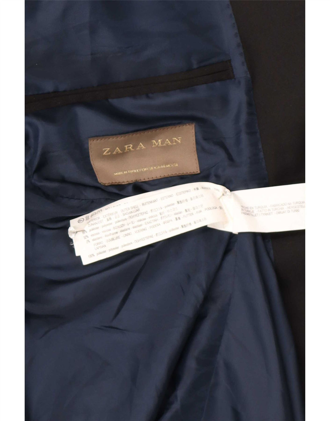 Jaqueta blazer masculina Zara com 2 botões EU 50 poliéster preto médio