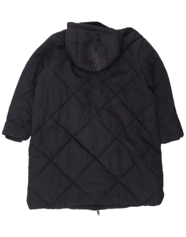 Casaco feminino acolchoado com capuz Marks & Spencer UK 22 3XL azul marinho poliéster