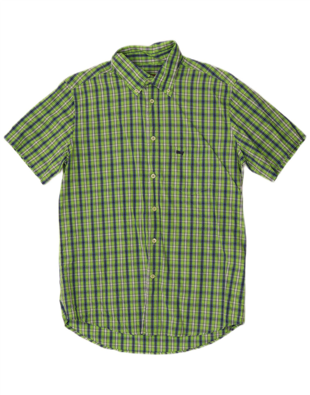Camisa masculina Carrera de manga curta regular fit grande algodão xadrez verde