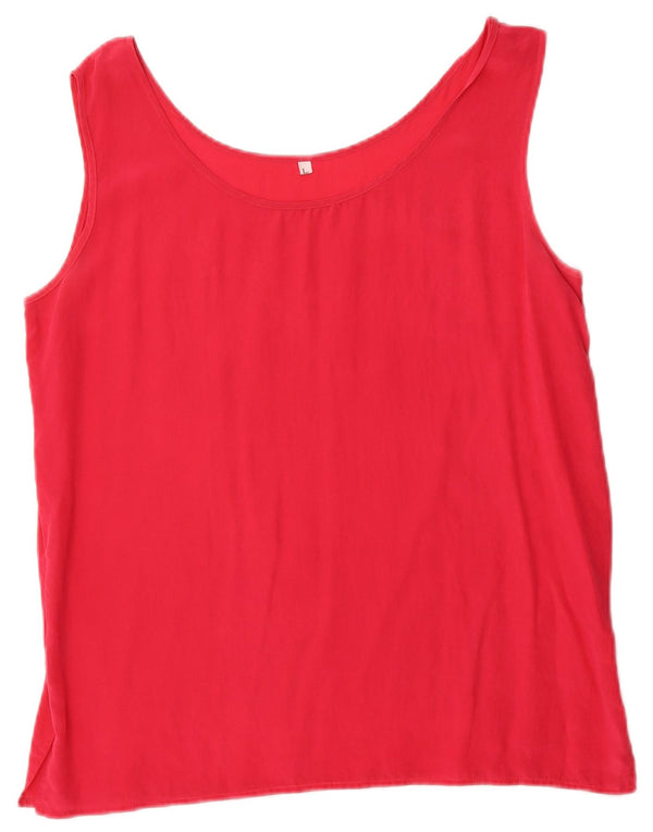Blusa feminina vintage sem mangas Top UK 16 grande seda rosa