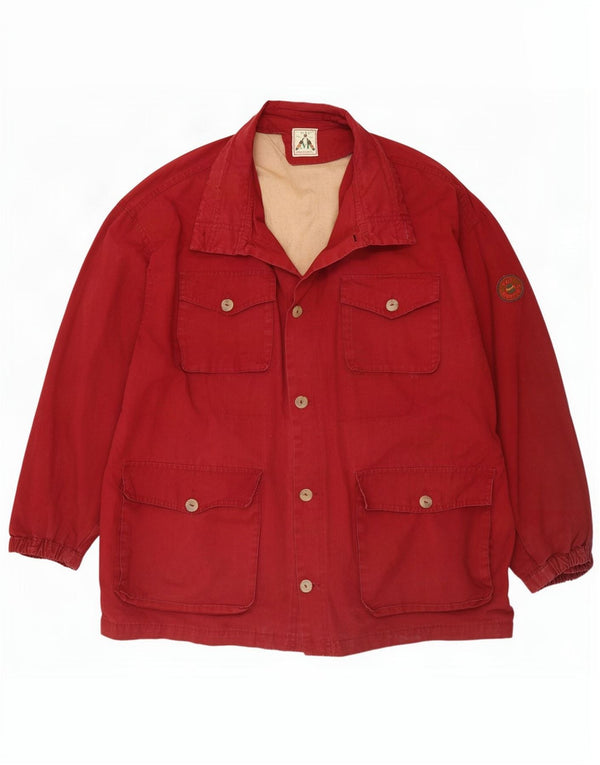 Jaqueta utilitária masculina vintage UK 42 XL algodão borgonha