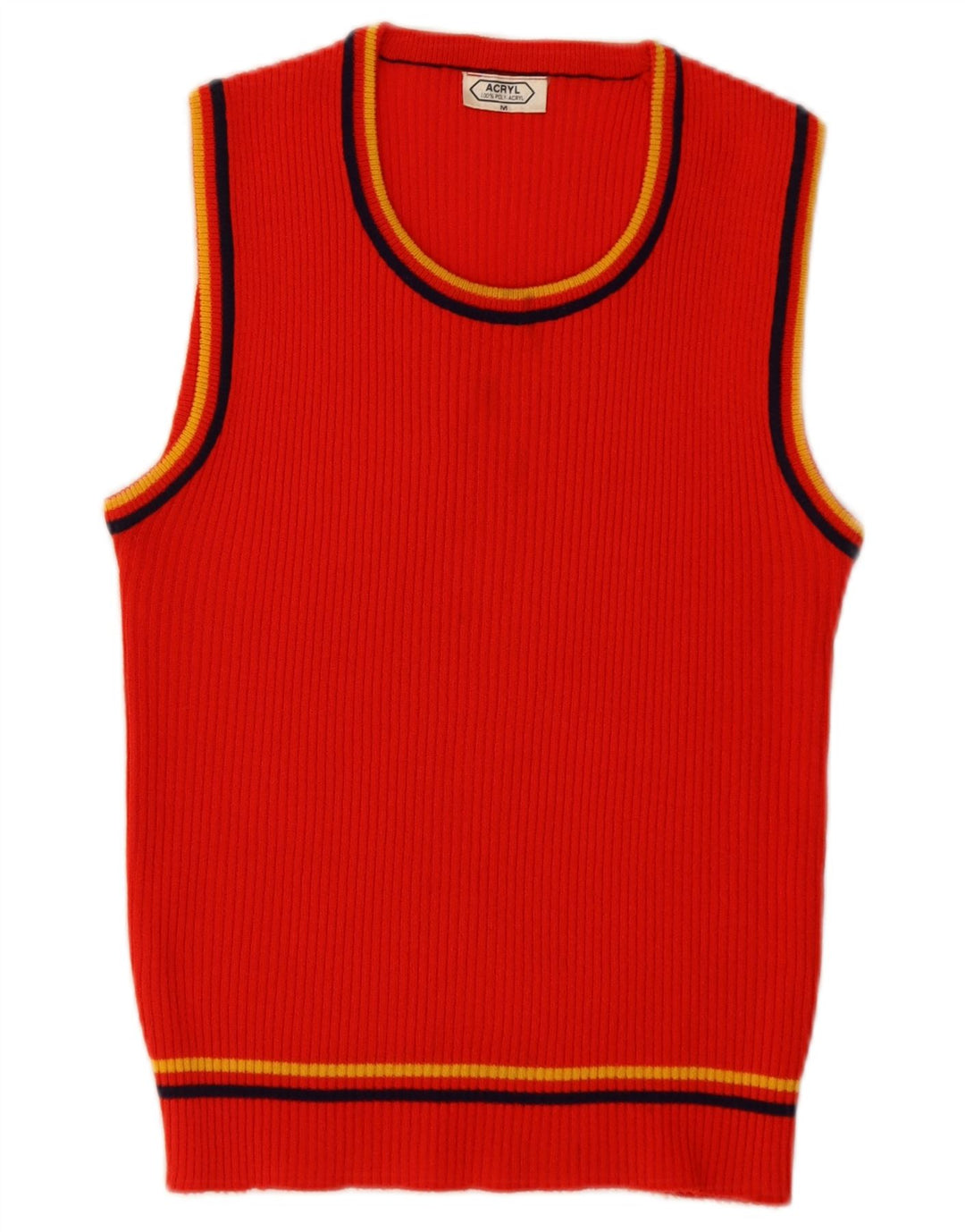 Colete feminino vintage regata UK 12 poliacrílico vermelho médio