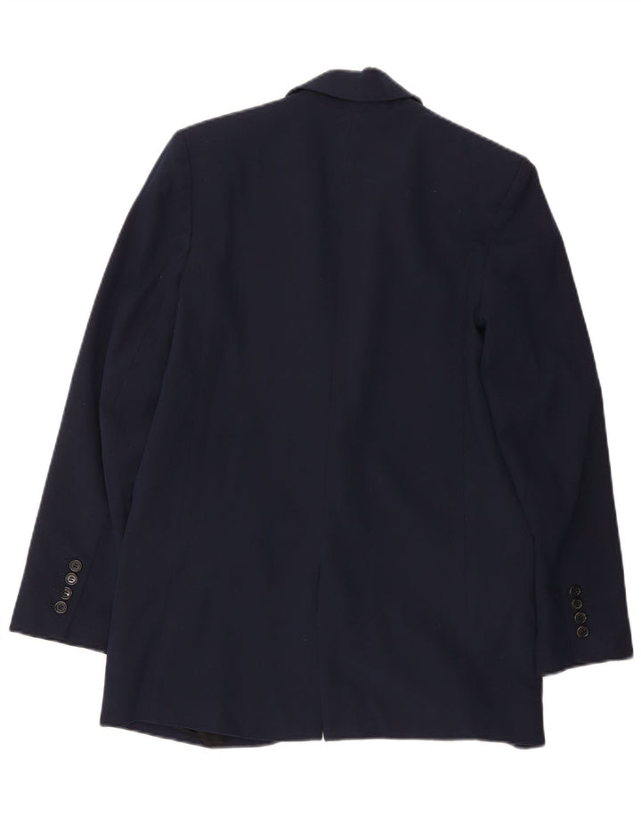 Jaqueta blazer feminina Zara com 1 botão UK 6 XS azul marinho poliéster