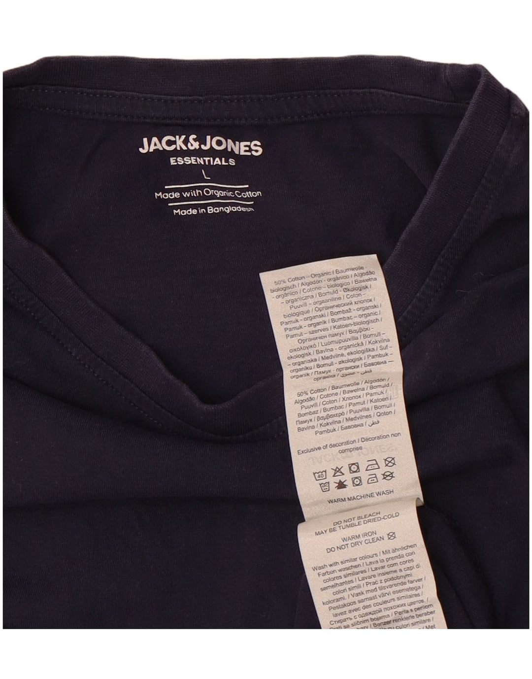 Camiseta masculina Jack & Jones grande algodão azul marinho
