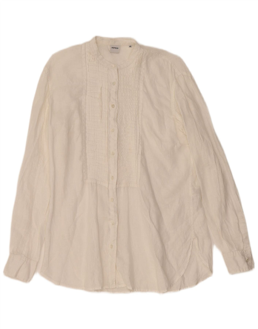 Camisa smoking feminina Aspesi IT 46 grande linho branco