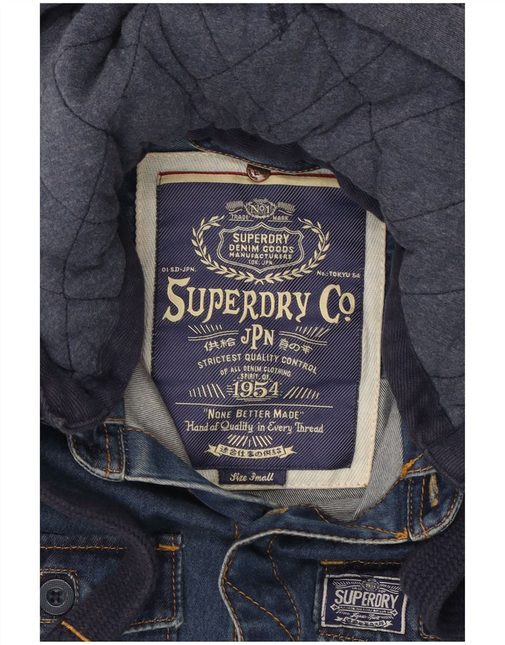 Camisa jeans masculina Superdry com capuz pequeno algodão azul