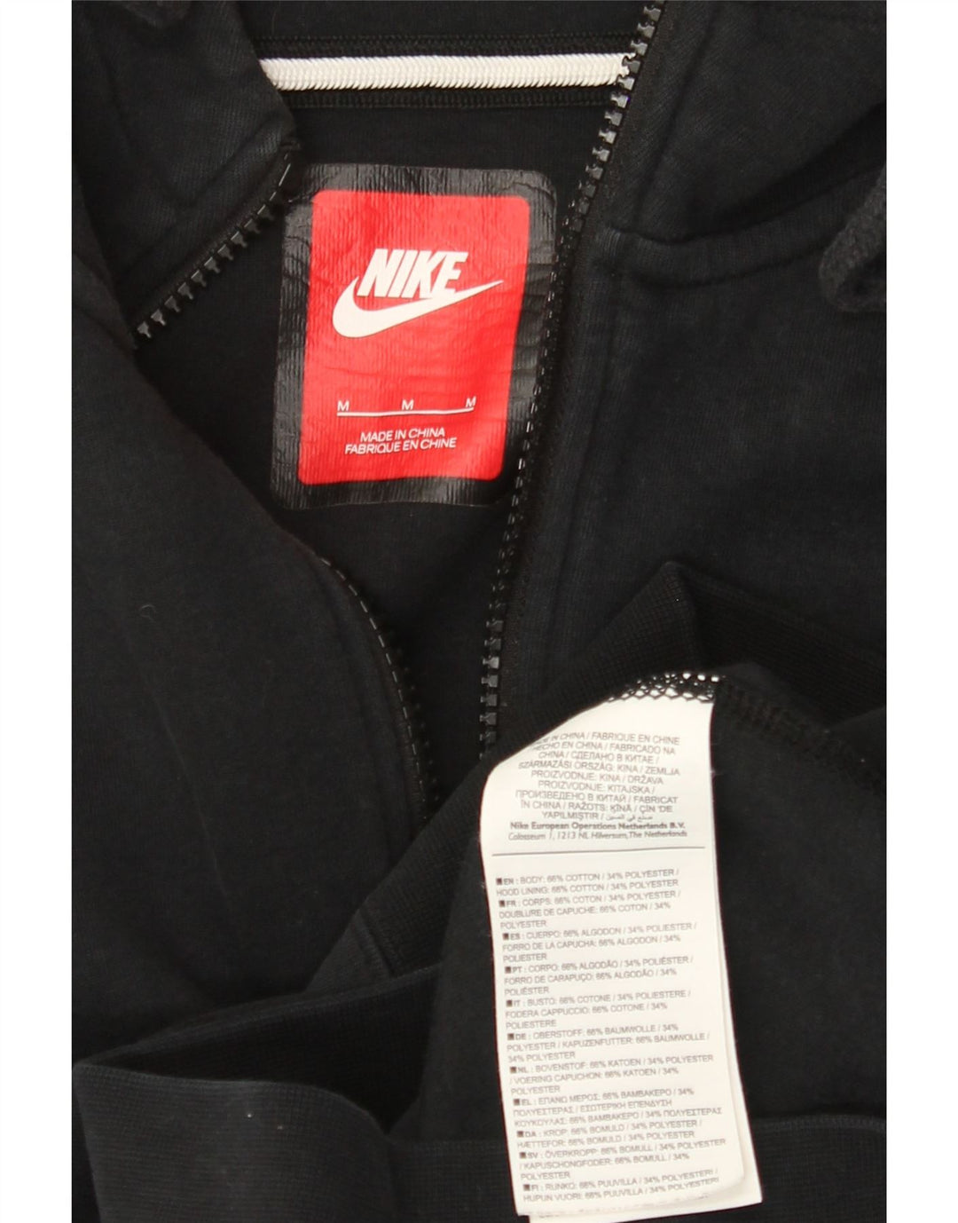 Suéter Nike masculino com capuz e zíper médio preto algodão