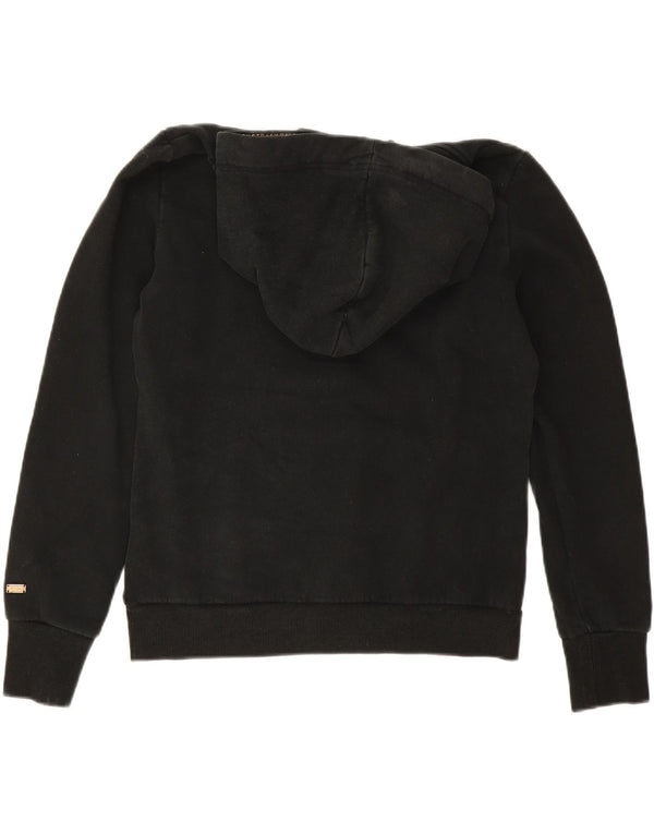 Superdry feminino gráfico moletom com capuz UK 12 médio algodão preto