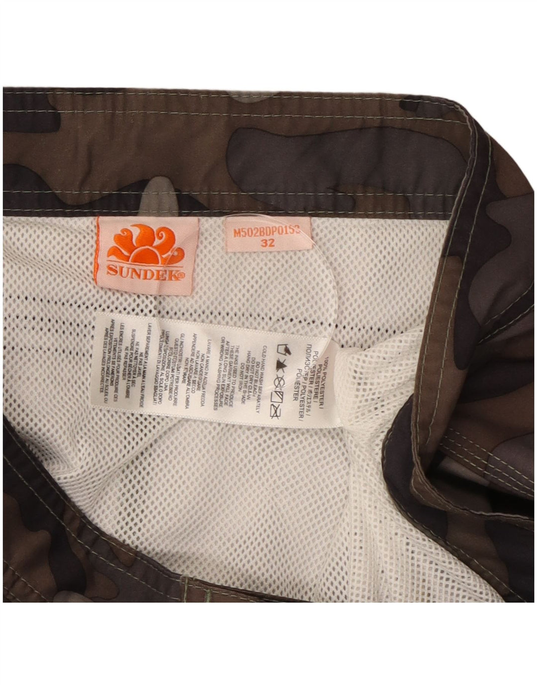 Shorts de natação masculino Sundek W32 grande poliéster camuflado marrom