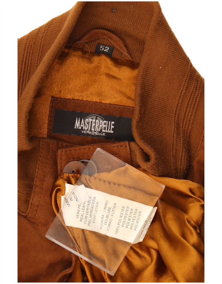 Jaqueta bomber masculina de camurça MASTERPELLE IT 52 XL couro marrom