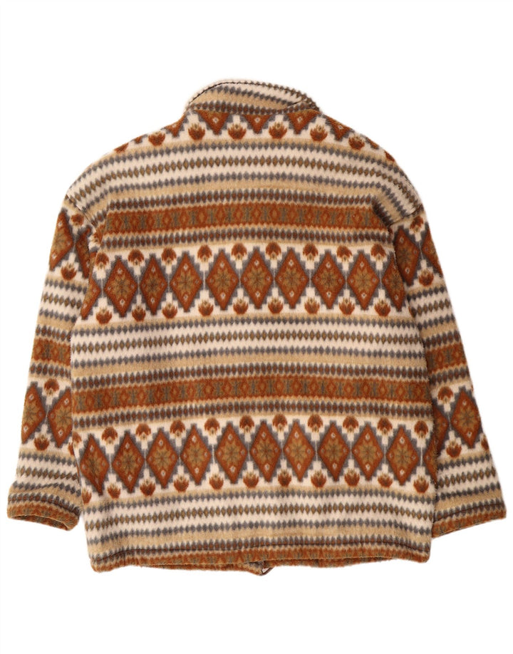 Jaqueta bomber feminina VINTAGE de grandes dimensões Reino Unido 14 marrom médio Fair Isle