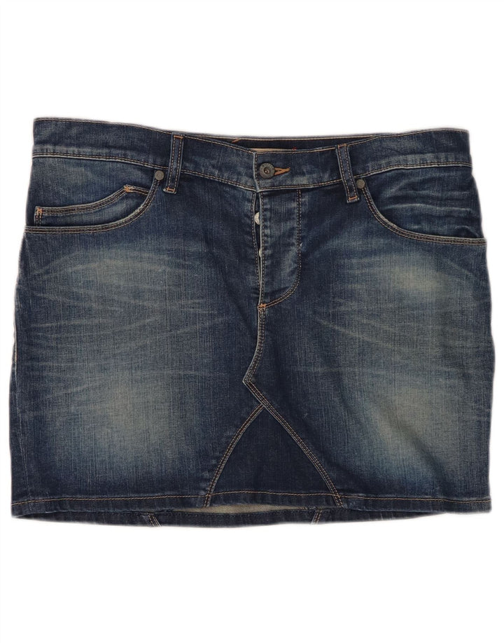 Mini saia jeans feminina MUSTANG IT 44 médio W30 algodão azul