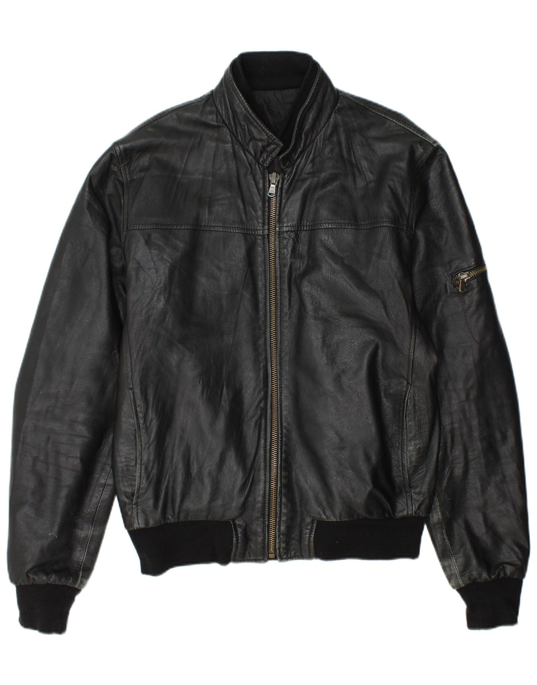 Jaqueta de couro masculina vintage UK 44 2XL couro preto