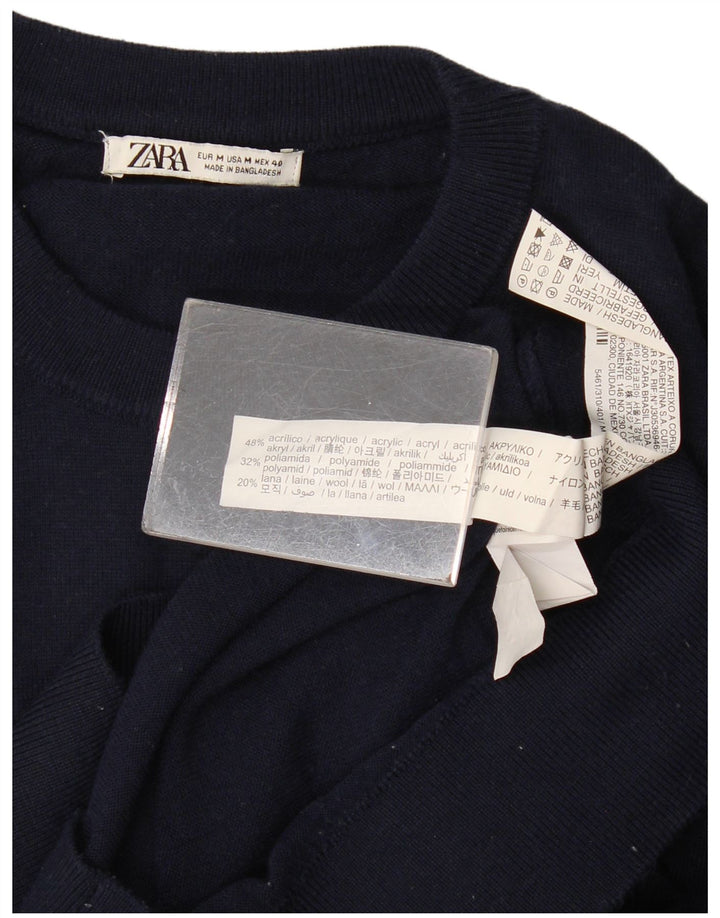 Suéter masculino Zara com gola redonda e acrílico azul marinho médio